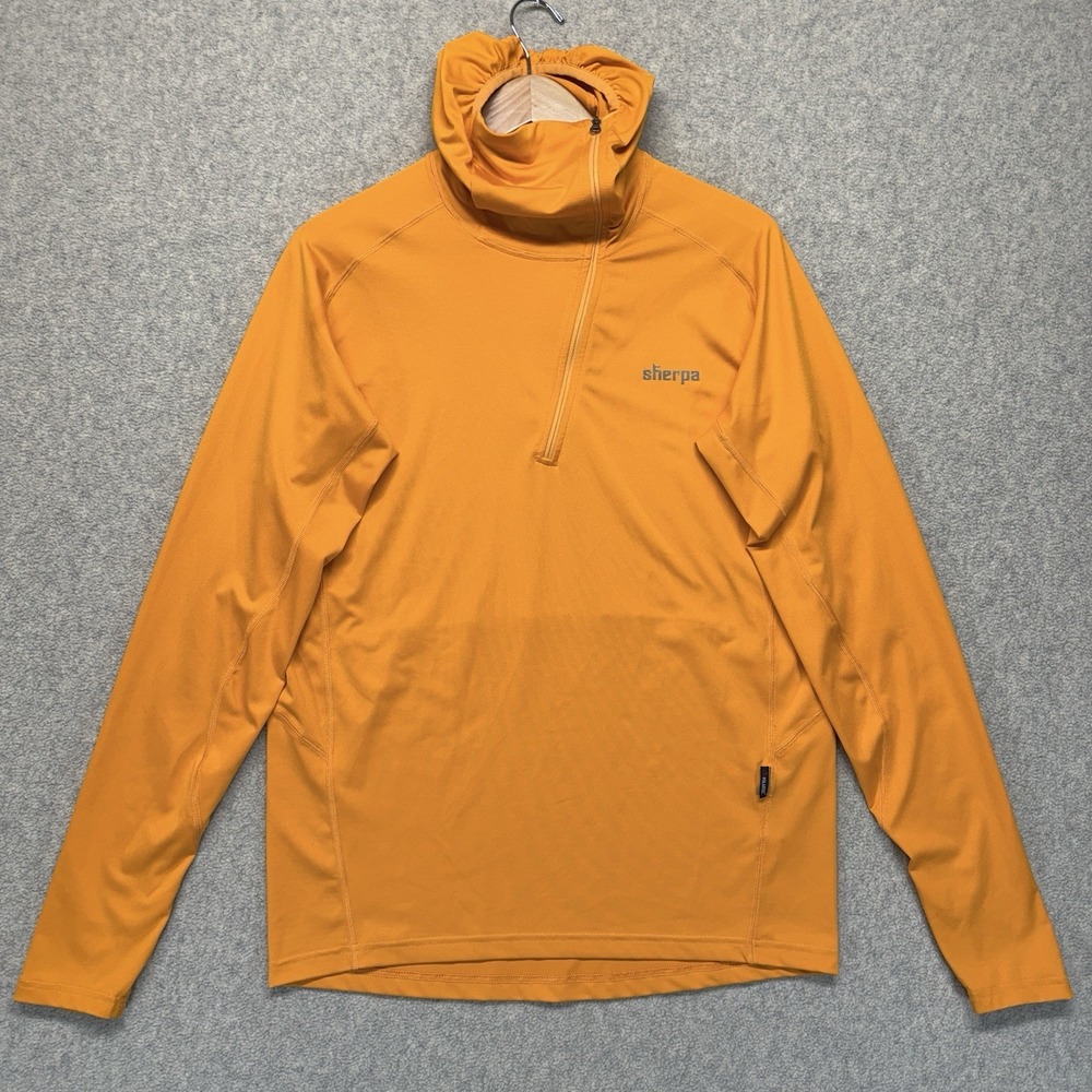 Sherpa Adventure Gear Mens Hooded‎ Quarter Zip Pullover Orange Performance L